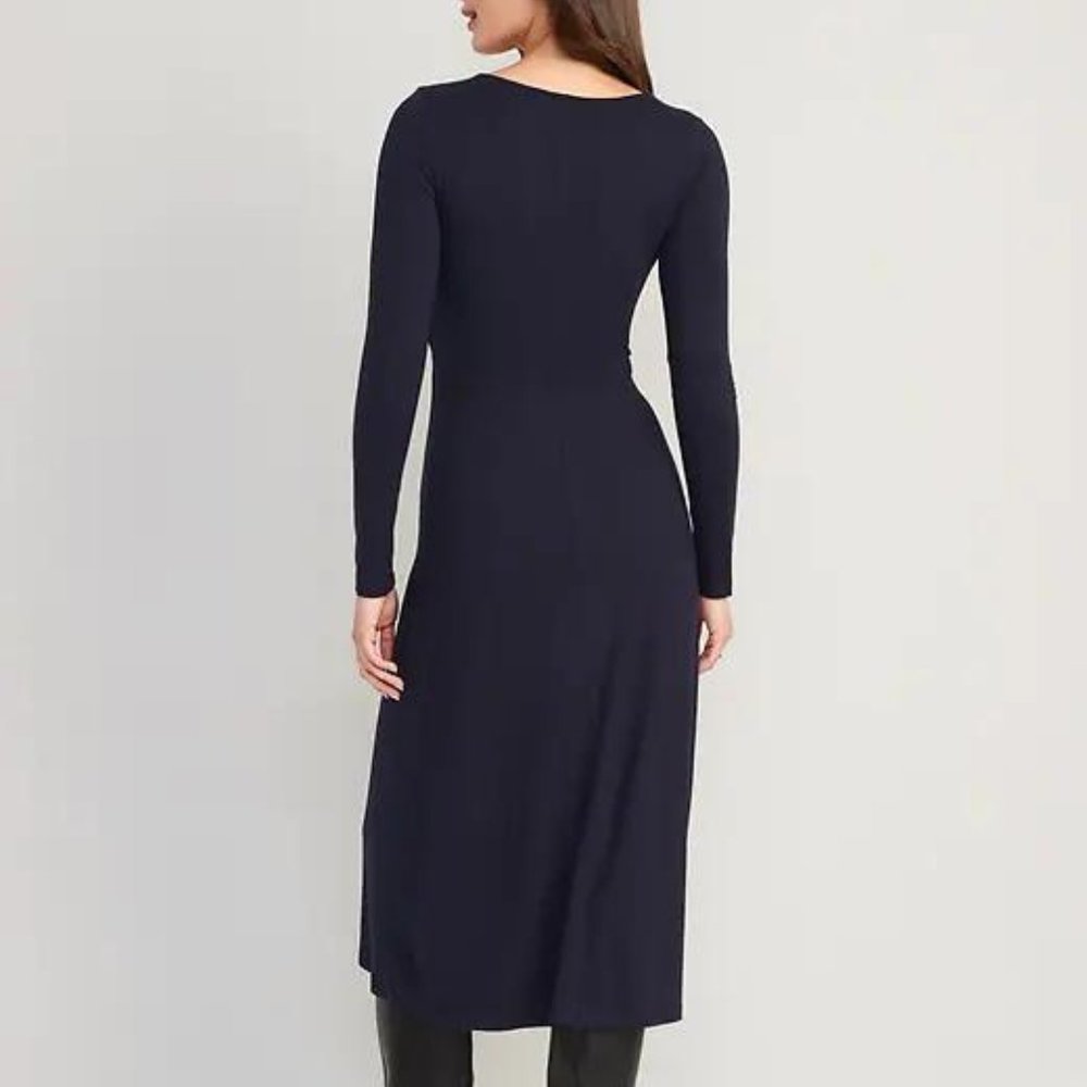 Old Navy Fit & Flare Twist-Front Cutout Midi Dress for Women New - Picture 2 of 7